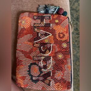 Anthropologie Beaded Floral Clutch